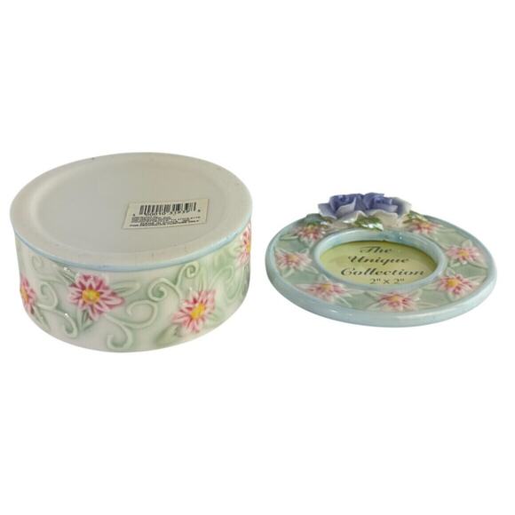 Vintage Porcelain Floral Trinket Box Photo Frame Capodimonte - Picture 15 of 16
